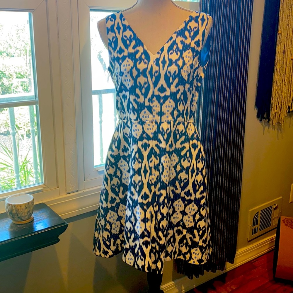 Navy linen print dress GAP 8.
